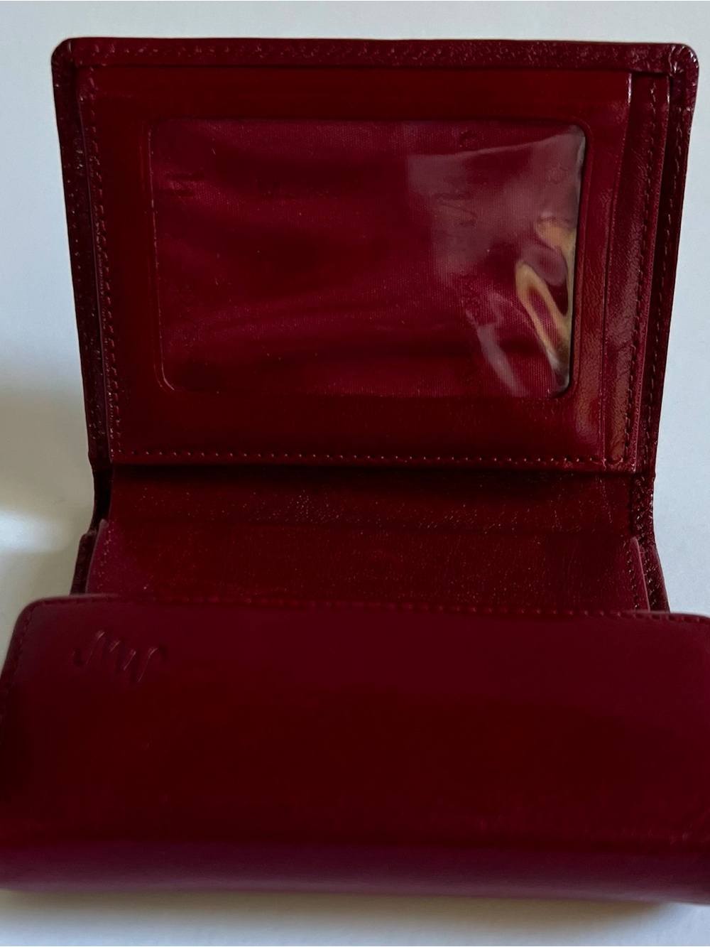 Vintage Monsac Red Leather Wallet Trifold Burgundy - Picture 6 of 7
